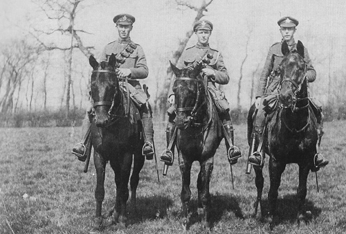 Lt Cpl Tom Hartley, Private Frank Hartley and Private Ernest Hartley, The Queen's Own Oxfordshire Hussars, (Oxfordshire Yeomanry), France, 1914.