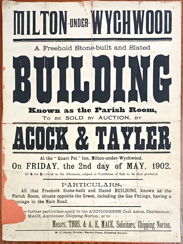Poster of a 1902  Auction in Milton under Wychwood