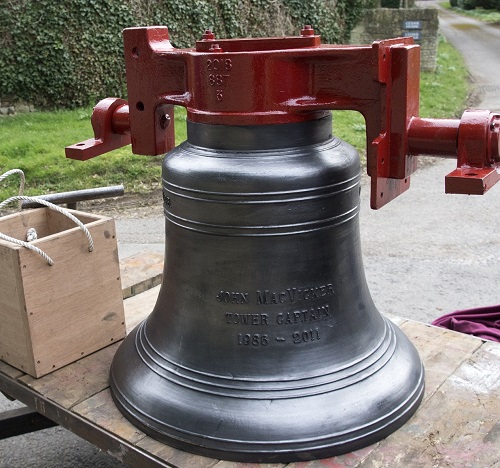Shipton Refurbished Bell The 3rd bell, with inscription JOHN MacVICKER TOWER CAPTAIN 1986 to 2011, was recast and returned on 19th March 2019